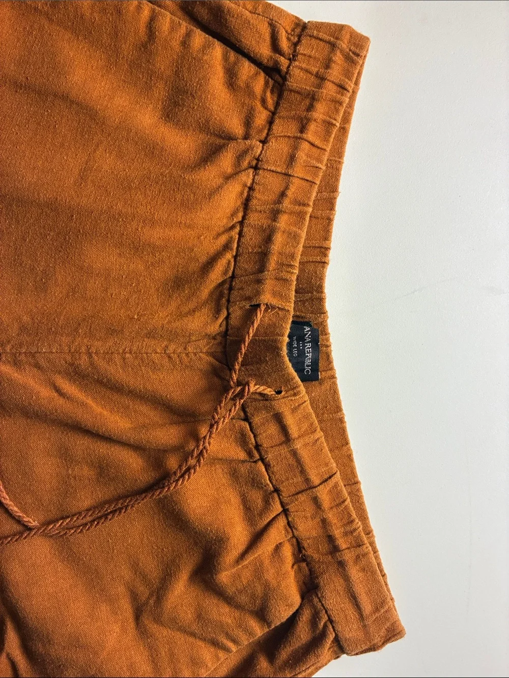 Banana Republic Factory Wide-Leg Linen Blend Pull On Pants Flowy Boho Rust
